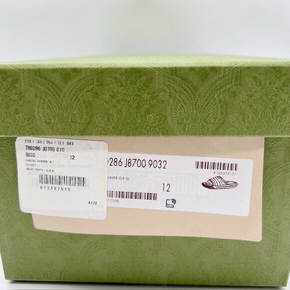 Gucci Men’s Web ACE RUBBER Slide Sandals Pool White UK 12 US 12.5 NEW AUTHENTIC - Picture 14 of 14